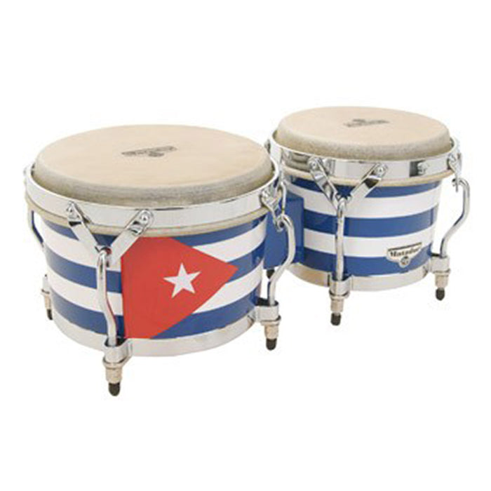 LP Matador Wood Bongos, Cuban Flag/Chrome - M201-QBA