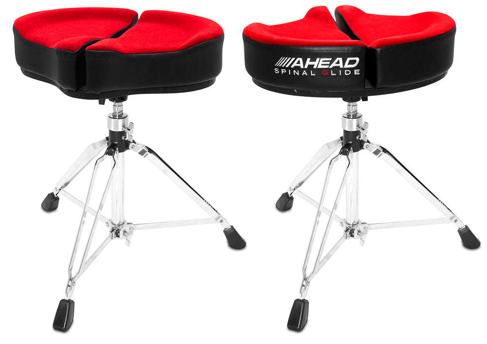 Ahead 18" Spinal G Saddle Red Cloth Top/Black Sides 3 Leg Base 18" to 24" Adjustment Height