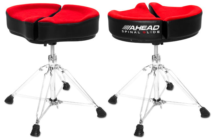 Ahead 18" Spinal G Saddle Red Cloth Top/Black Sides 4 Leg Base 18" to 24" Adjustment Height