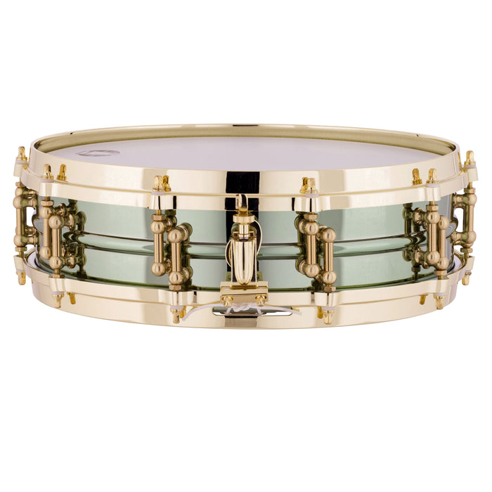 Ludwig 3.7"x14" Carl Palmer Venus Snare Drum Green Lacquered Brass w/ Brass Hardware