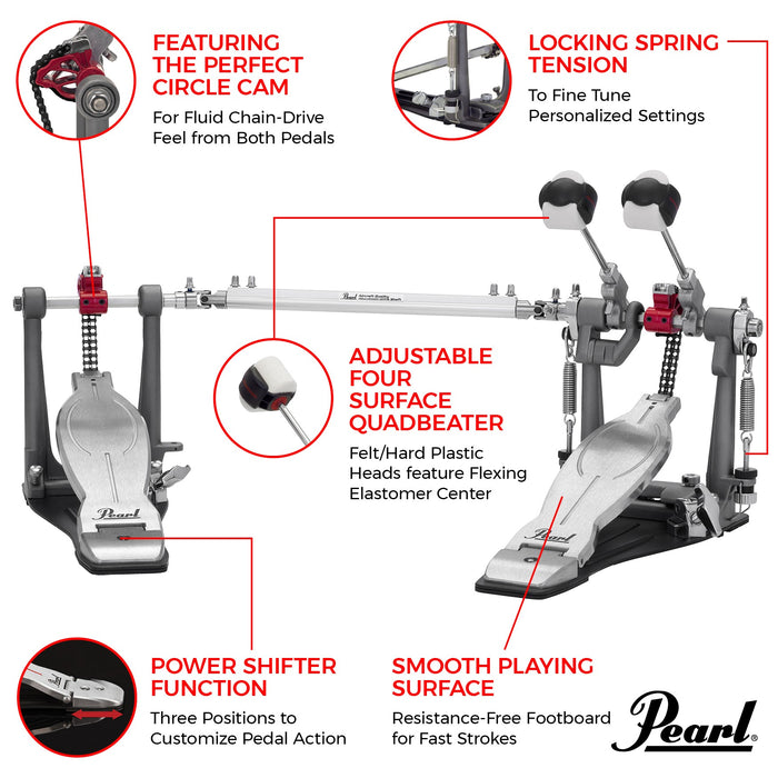 Pearl Eliminator Solo Double Bass Drum Pedal - Red Cam