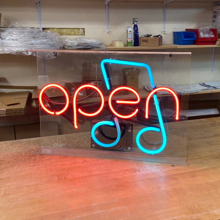 Neon Open Sign w/ Music Notes
