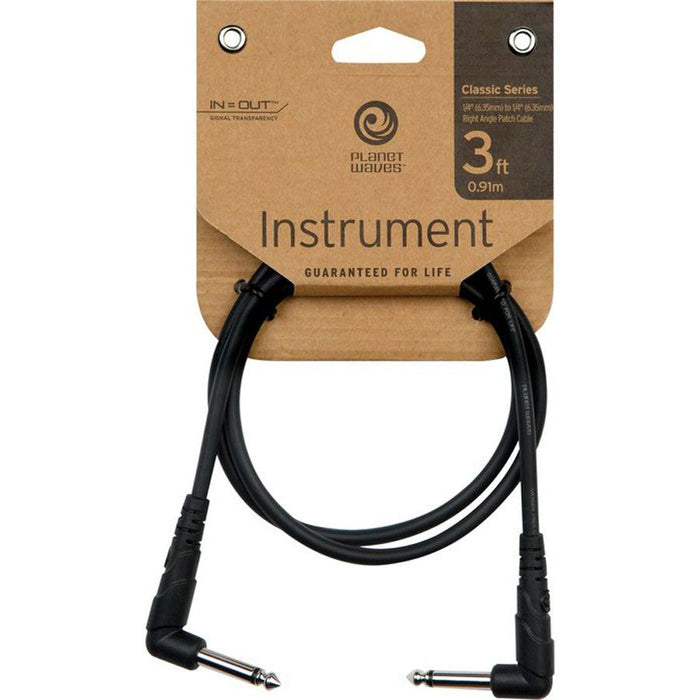 Planet Waves 3' Classic Series 1/4" Right Angle Patch Cable