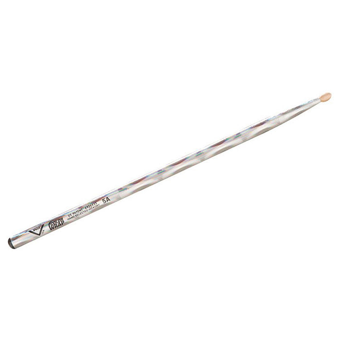 Vater Color Wrap 5A Silver Optic Drum Sticks - Wood Tip