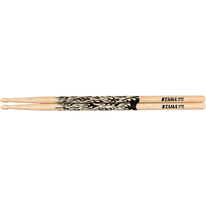 Tama Drumsticks - Rhythmic Fire Oak 5A with Flame Graphics