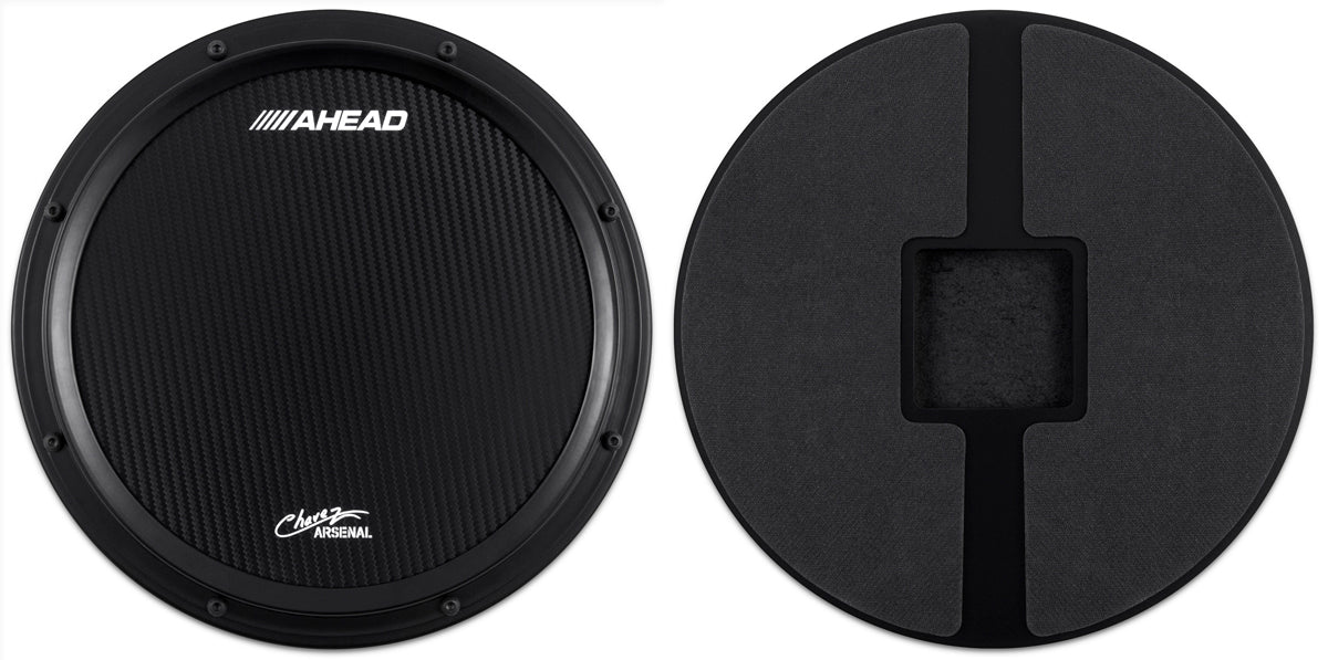 Ahead 14" Chavez Black/Black S-Hoop Marching Pad w/o Snare Sound Black Carbon Fiber