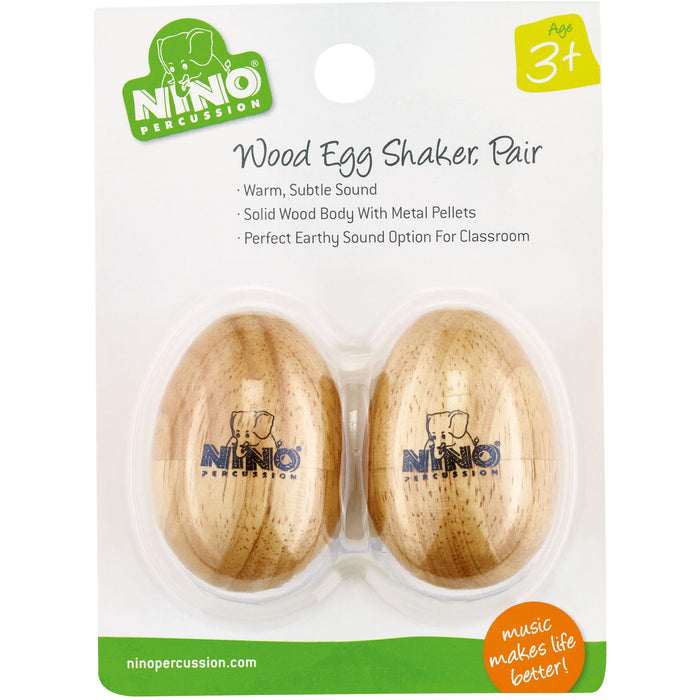 NINO Wood Egg Shaker, Pair Natural