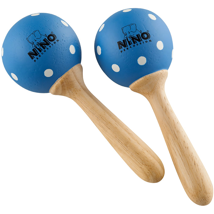 Meinl NINO Wood Maracas Small Blue w/ White Polka Dots
