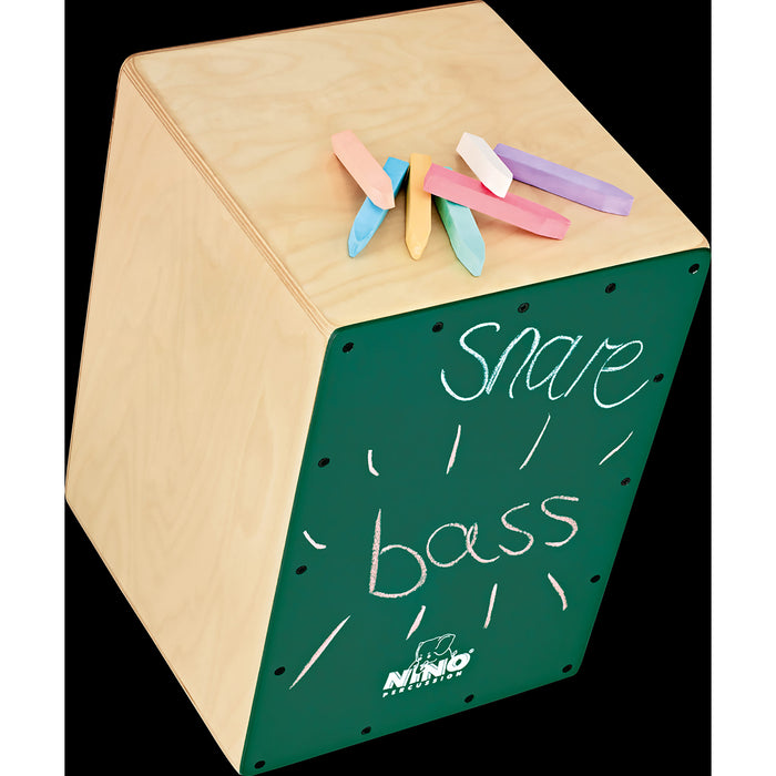 Nino Percussion NINO951DG Chalkboard Cajon with Internal Snares, Includes Pack of Chalk