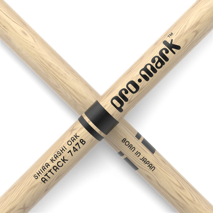 ProMark Classic Attack 747B Shira Kashi Oak Drumstick, Oval Wood Tip