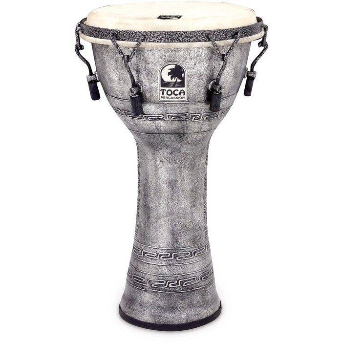 Toca Freestyle Mechanically Tuned 10" Djembe, Ext Rim,Antique Silver