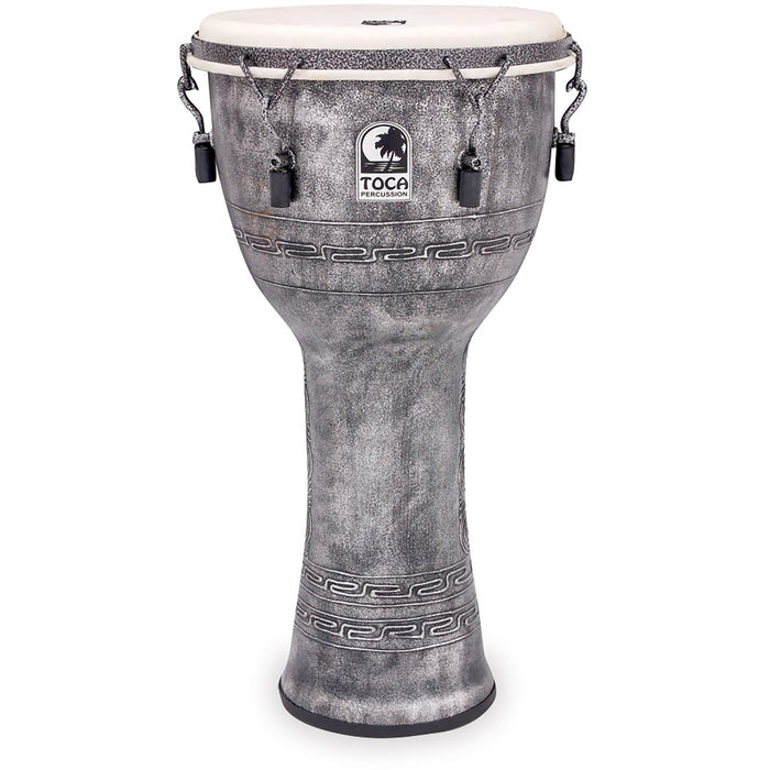 Toca Freestyle Mechanically Tuned 12" Djembe, Ext Rim,Antique Silver