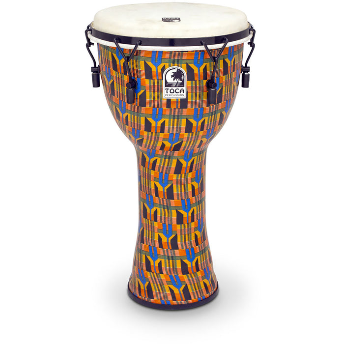 Toca Freestyle Mechanically Tuned 12" Djembe, Extended Rim, Kente