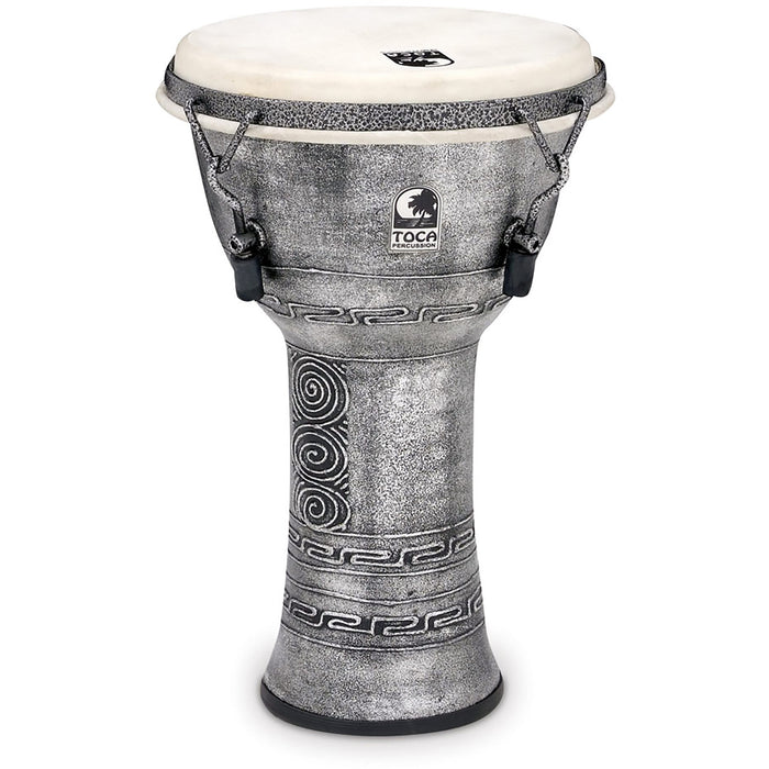 Toca Free. Mechanically Tuned 9"Djembe, Extended Rim, Antique Silver