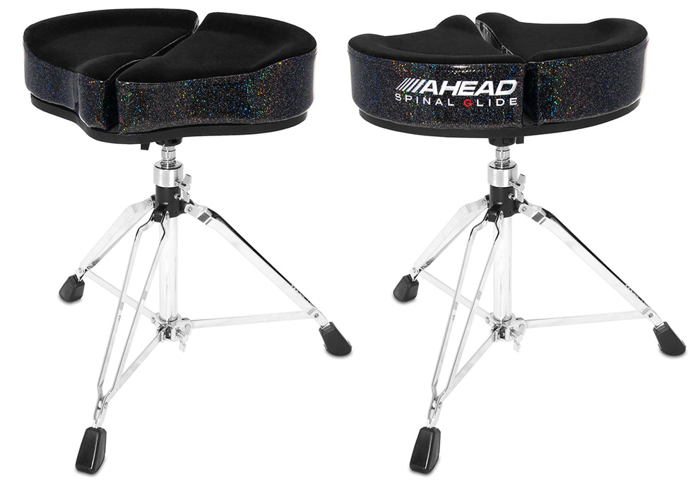 Ahead 18" Spinal G Saddle Black Cloth Top/Black Sparkle Sides 3 Leg Base 18" to 24" Adjustment Height