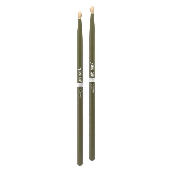 ProMark Classic Forward 5B Painted Green Hickory Drumstick, Oval Wood Tip