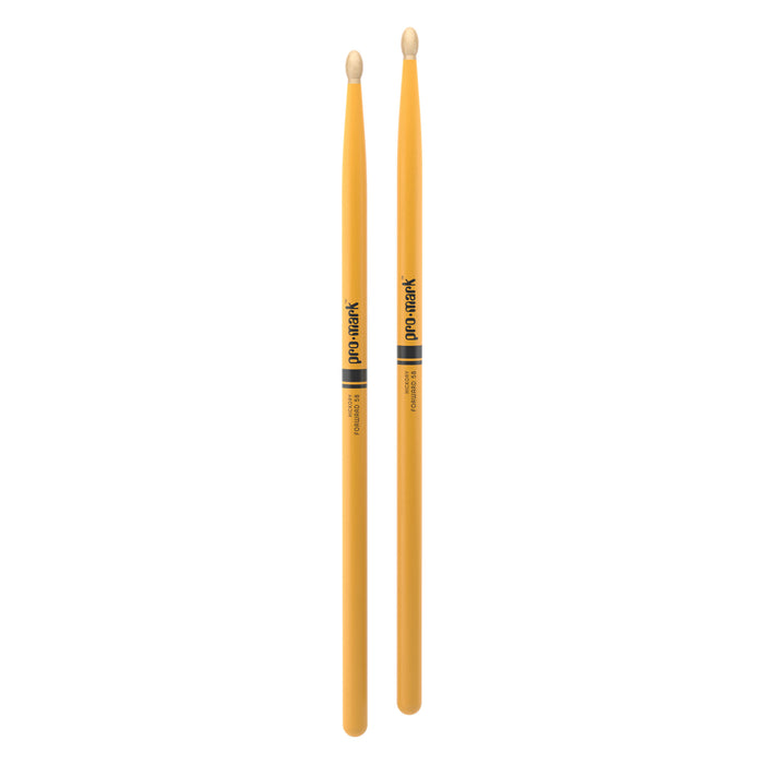 ProMark Classic Forward 5B Painted Yellow Hickory Drumstick, Oval Wood Tip