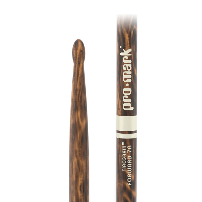 ProMark Classic Forward 7A FireGrain Hickory Drumstick, Oval Wood Tip
