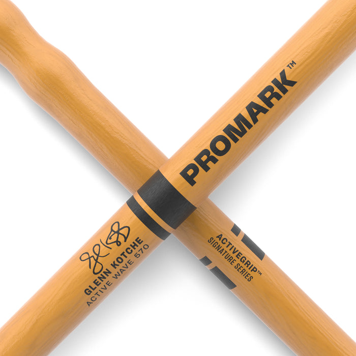 ProMark Glenn Kotche Active Wave ActiveGrip Clear Hickory Drumstick, Wood Tip