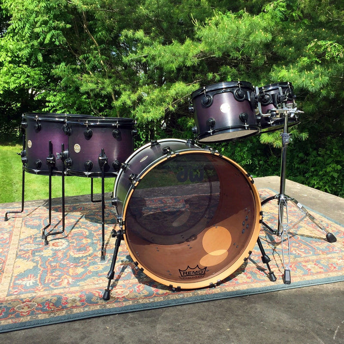 DW Collectors Series 5pc Shell Pack in Black/Purple Burst w/ Black Hardware