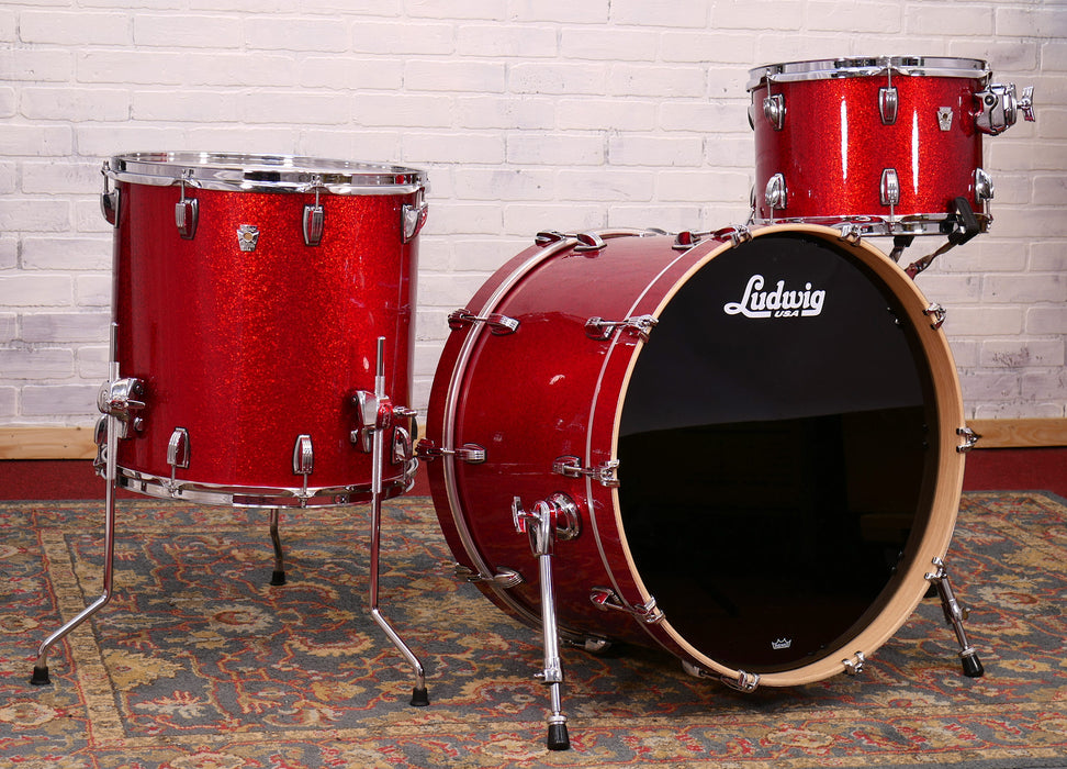 Ludwig Keystone X 3pc Fab Shell Pack in Red Sparkle
