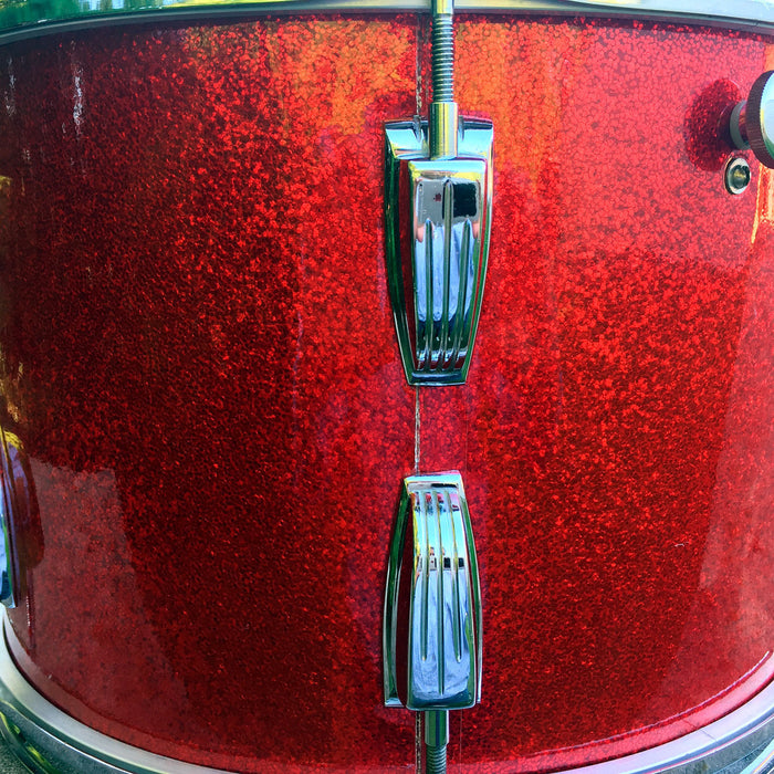 Ludwig 13" x 9" 3 Ply Tom Red Sparkle Early 70's Blue Olive Badge
