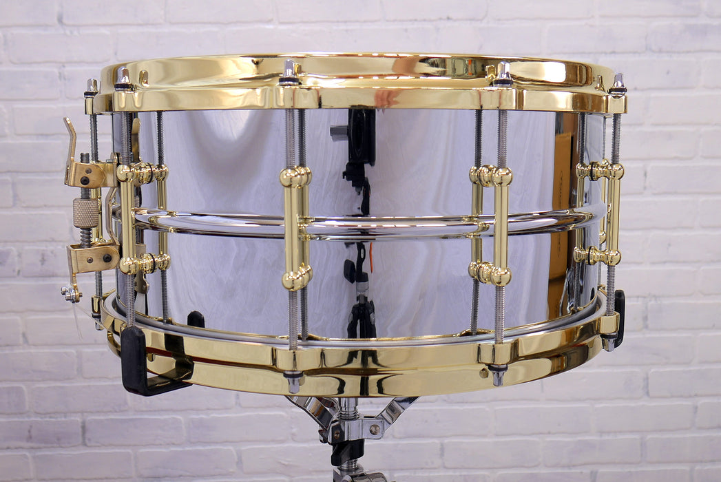 Ludwig 6.5" x 14" Chrome Over Brass "Brass on Brass" Snare Drum - B STOCK