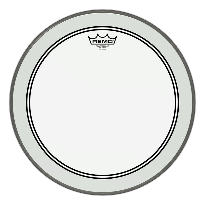 Remo POWERSTROKE 3 Bass Head 16" Clear w/2-1/2" White FALAM Patch
