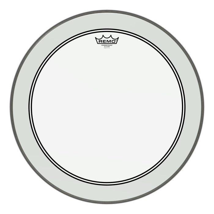 Remo POWERSTROKE 3 Bass Head 22" Clear w/2-1/2" White FALAM Patch