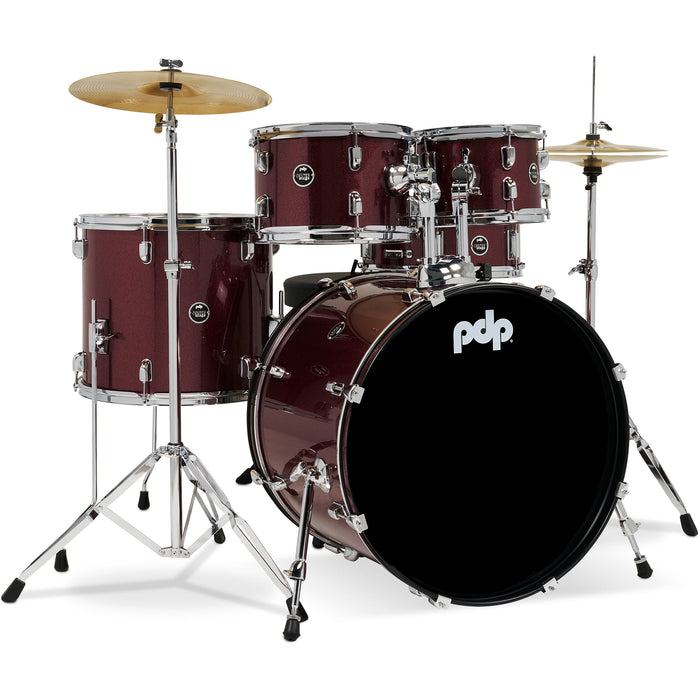 PDP Centerstage 22" Complete Drum Kit w/ Cymbals - Ruby Red Glitter
