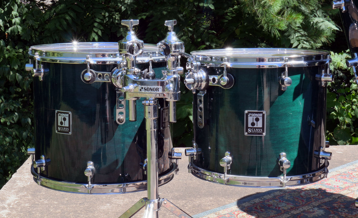 Sonor S Class Pro 6pc Shell Pack w/ Cases & Stand from 2004 in Emerald Green