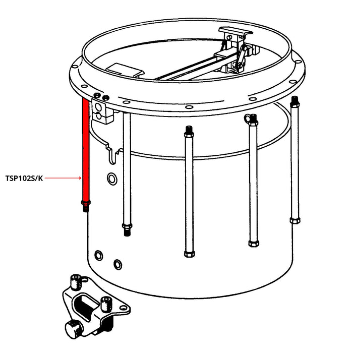 Pearl FFX Tension Post for Pipe Snare Strainer Attachment - Polished Finish